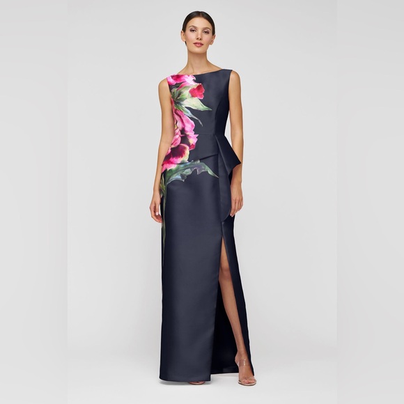 Kay Unger Dresses & Skirts - new Kay Unger Luciana column gown in midnight navy blue floral print